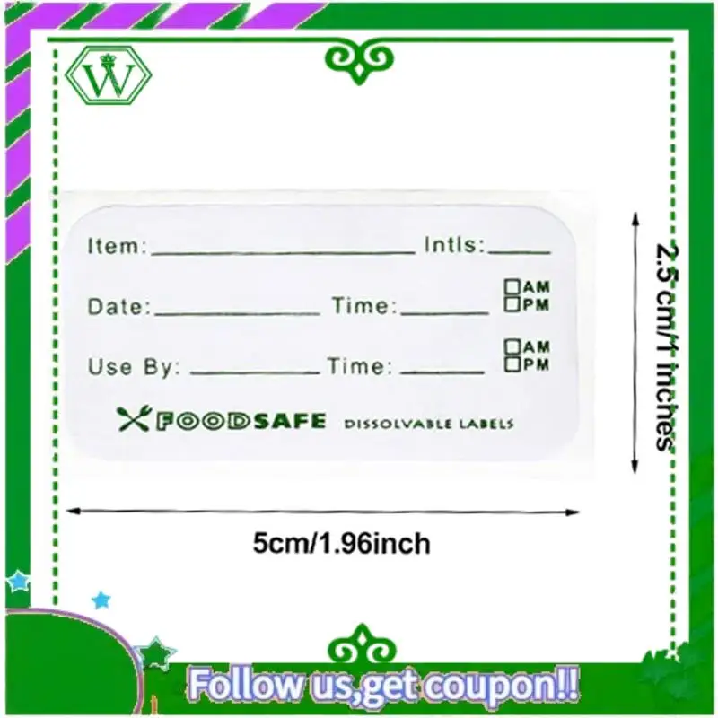 Reliável-10 rolo de etiquetas de alimentos refrigerador armazenamento de alimentos freezer adesivos 1x2in auto-adesivo removível freezer para recipiente reutilizável