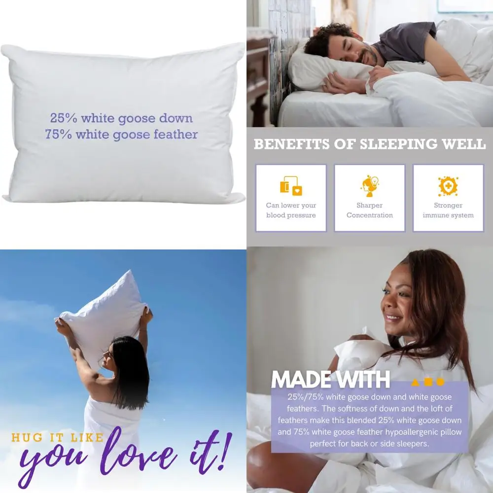 

Luxury Hotel-Style Down Etc Pillows with 235-Thread Count, 100% Down-Proof Cotton, and 25/75 Goose Down Fill