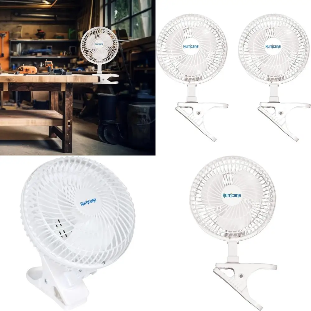 

Двухскоростной настольный вентилятор с креплением, 6 белых лопастей, портативное электрическое устройство для охлаждения воздуха для столов, полок, дома и офиса