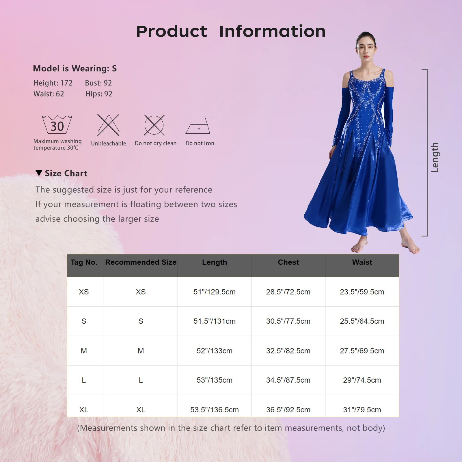 Women Ballroom Lyrical Dance Dress Cold Shoulder Backless Rhinestones Wide Hem Dresses for Modern Dancing Waltz Performance