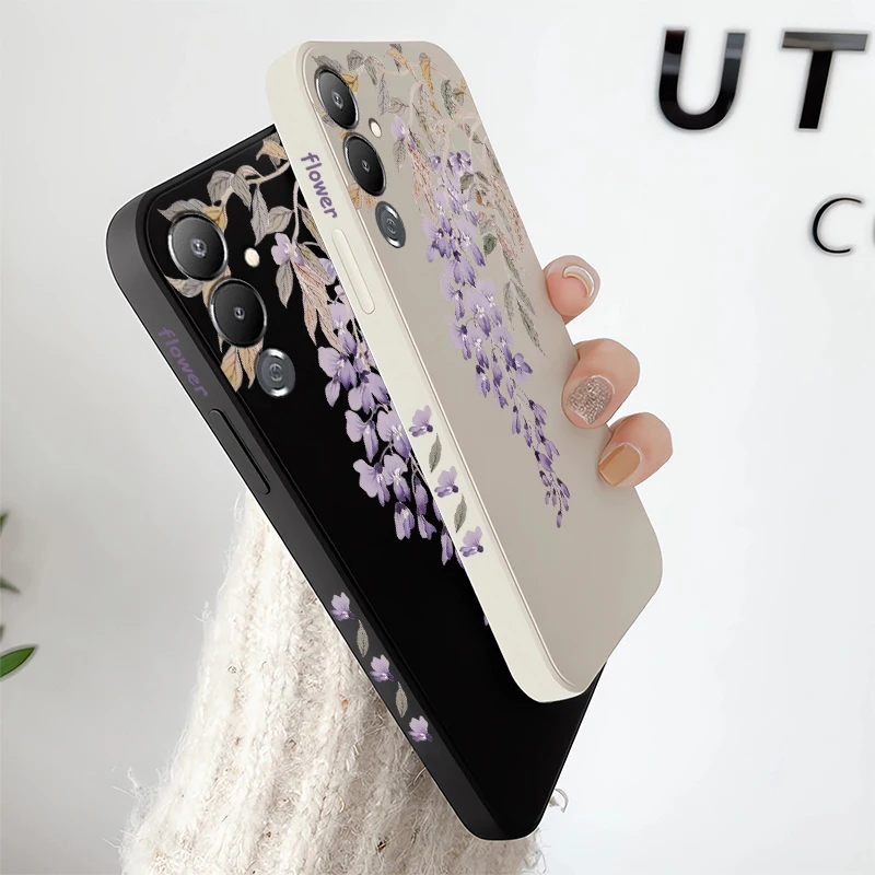 Funda para Infinix Zero 40 GT 20 Pro S5 Lite pintura suave delicadas flores moradas silicona a prueba de golpes parachoques cubierta trasera del teléfono