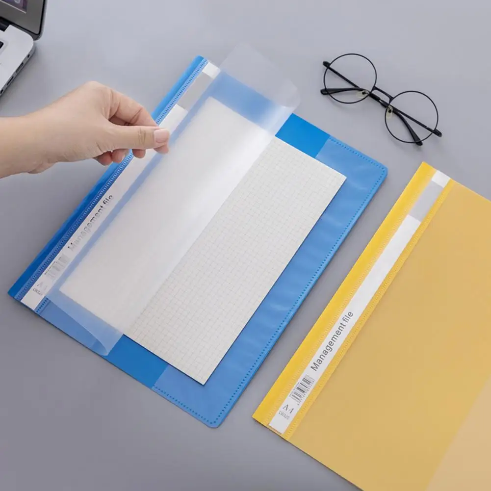 

A4 Size Document Folders 12pcs A4 File Folders with Movable Index Cards Transparent Front Cover Plastic Document for Office