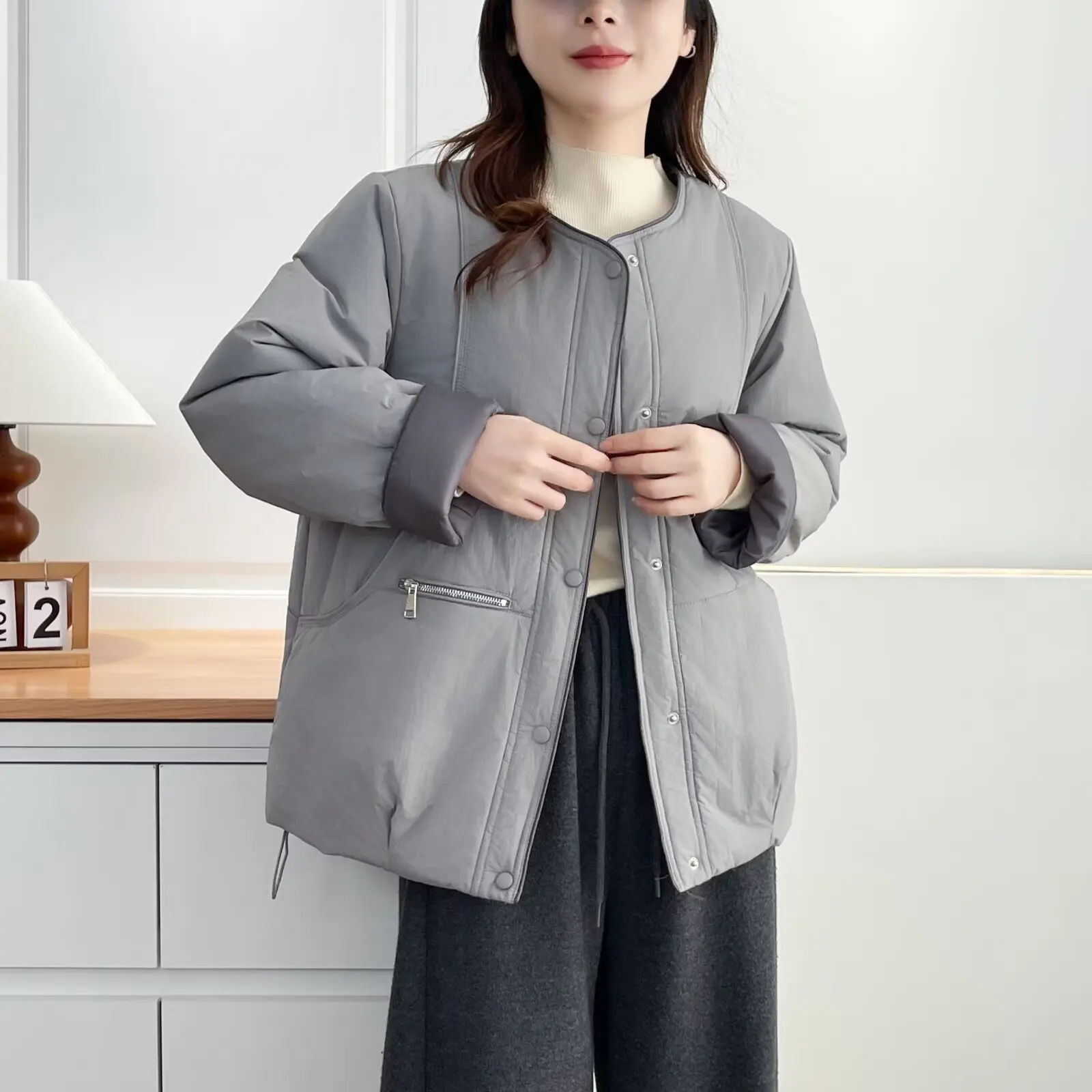 

XXXXL модные женские парки больших размеров, зимняя новая дизайнерская тонкая стеганая куртка, повседневное теплое пальто с манжетами контрастного цвета 090