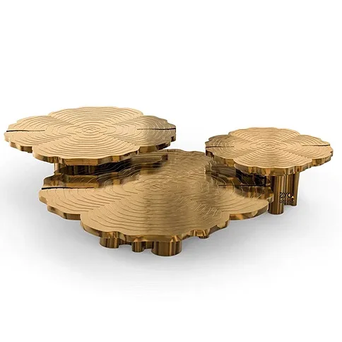 

Italian light luxury coffee table combination, high end villa living room stainless steel coffee table, irregular heterosexual