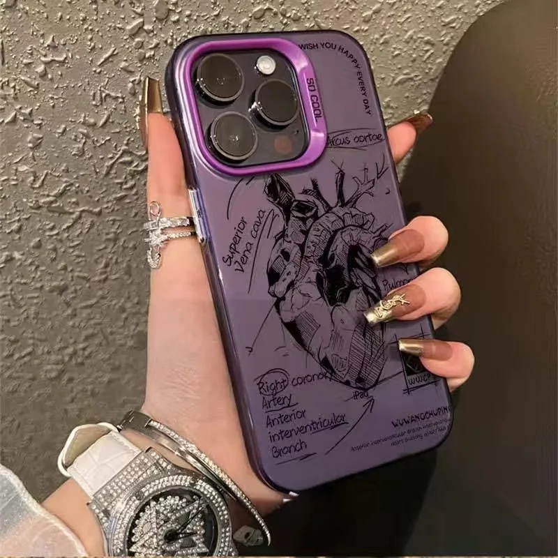 Hard Cover Case for Medical Students Heart Rate Protection for iPhone 15 14 13 12 11 Pro Max 3D Heart Creative Luxury