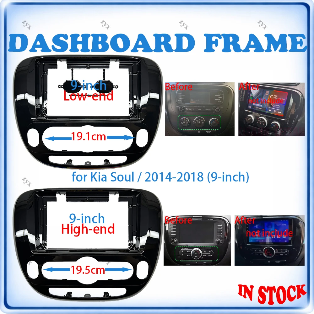 Car Radio Fascia Frame For Kia Soul PS 2014-2018 9 inch Wiring Harness Power Cable Car Accessories Plug & Play