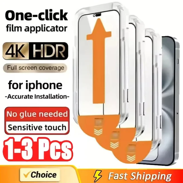 1-3 szt. Szkło hartowane 8K do iPhone'a 15 14 13 12 11 Pro Max XS MAX 15 16 Osłona ekranu z osłoną montażową