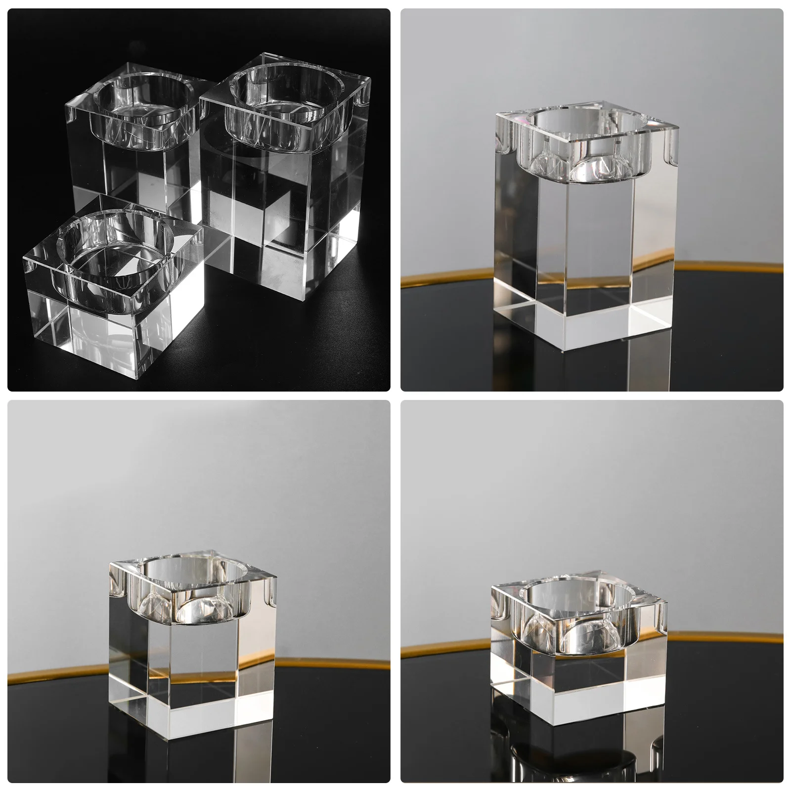 

3Pcs Crystal Votive Holders Tealight Stands Decorative Small Holder Wedding Table Centerpiece Tealights Holder