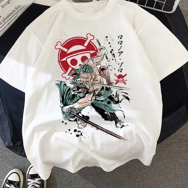 Sommer Anime One Piece Luffy Zoro bedrucktes T-Shirt für Herren und Damen, Kinder- und Elternkleidung, Jungen- und Mädchen-T-Shirt