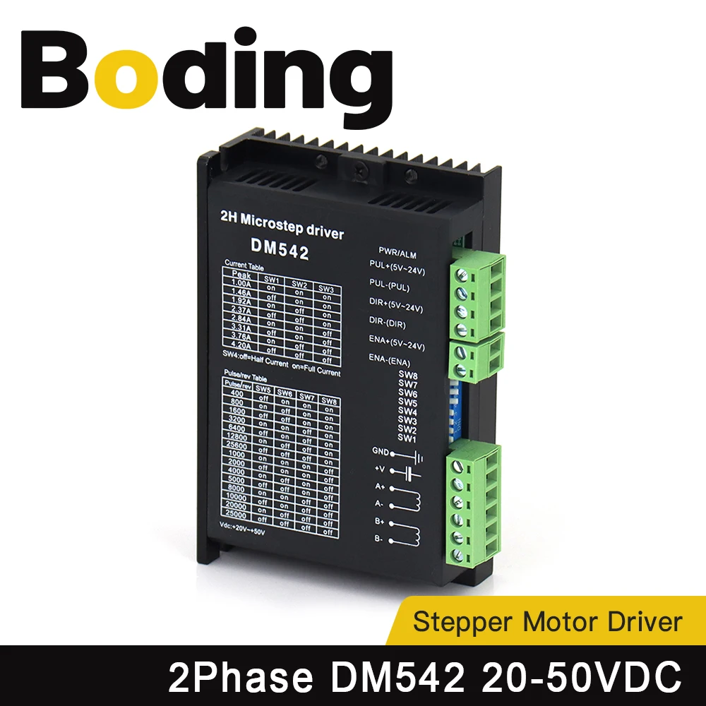 BODING 2Phase Digital Stepper Motor Driver DM542 2H 20-50VDC Match With Nema23 Nema34 Stepper Motor for CNC Engraving Machine