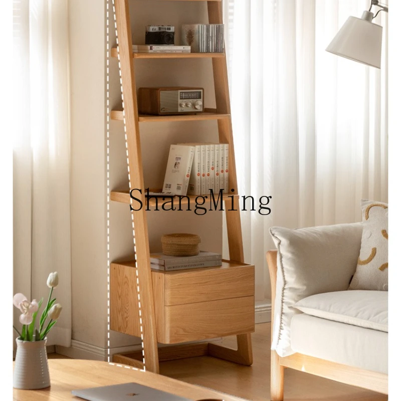 

SM solid wood TV cabinet side cabinet living room trapezoidal sofa shelf display cabinet small apartment multi-layer bookshelf