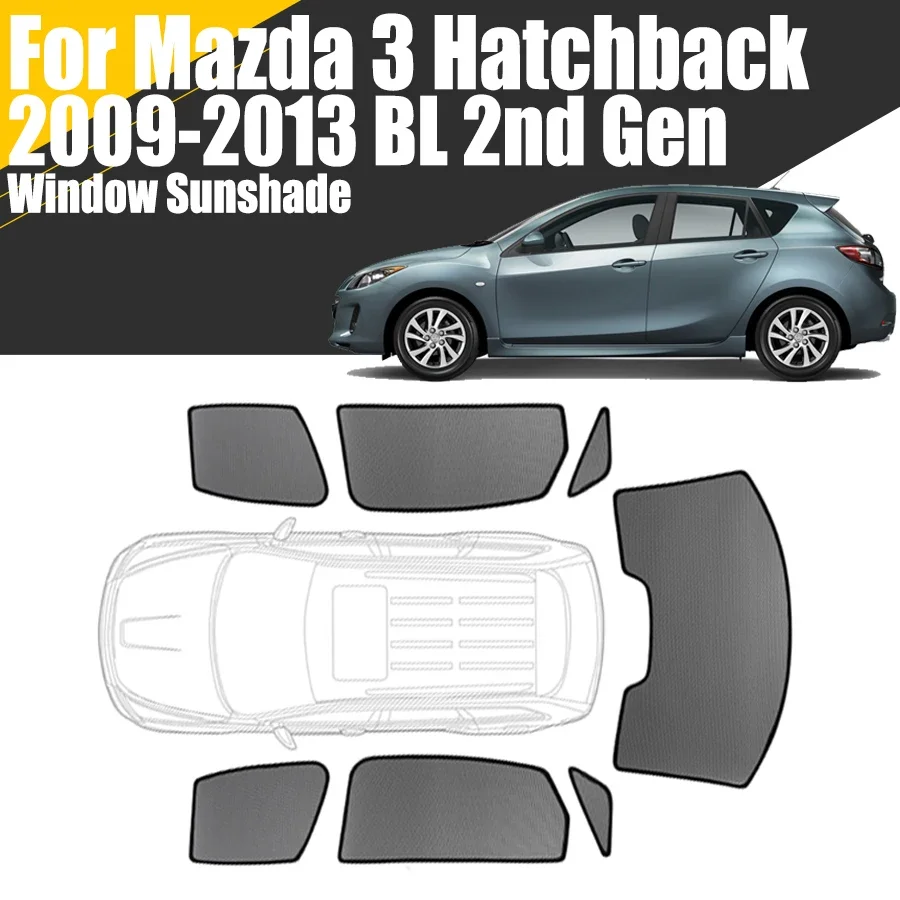 Custom Magnetic Car Window Sunshade For Mazda 3 BL Hatchback 2009-2013 2nd Gen Curtain Mesh Front Windshield Frame Curtain
