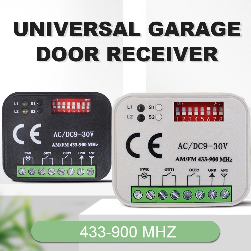 범용 차고 문 수신기 2CH 릴레이 주파수 300-868MHz 433.92MHz 게이트 컨트롤러 스위치 AC/DC 9-30V 85-250V 모듈