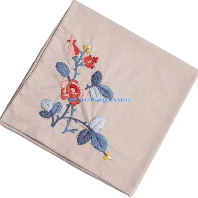 X4YC ดอกไม้เย็บปักถักร้อยผ้าเช็ดหน้างานฝีมือเย็บปักถักร้อย DIY Handcrafts Hankies ชุด