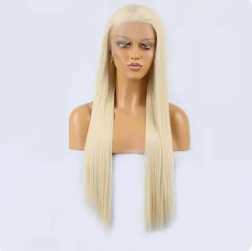 Blonde Wig Synthetic Lace Front Wigs for Women Long Silky Straight Hair Free Part Synthetic Hair Blonde Wig Cosplay Daily Wear