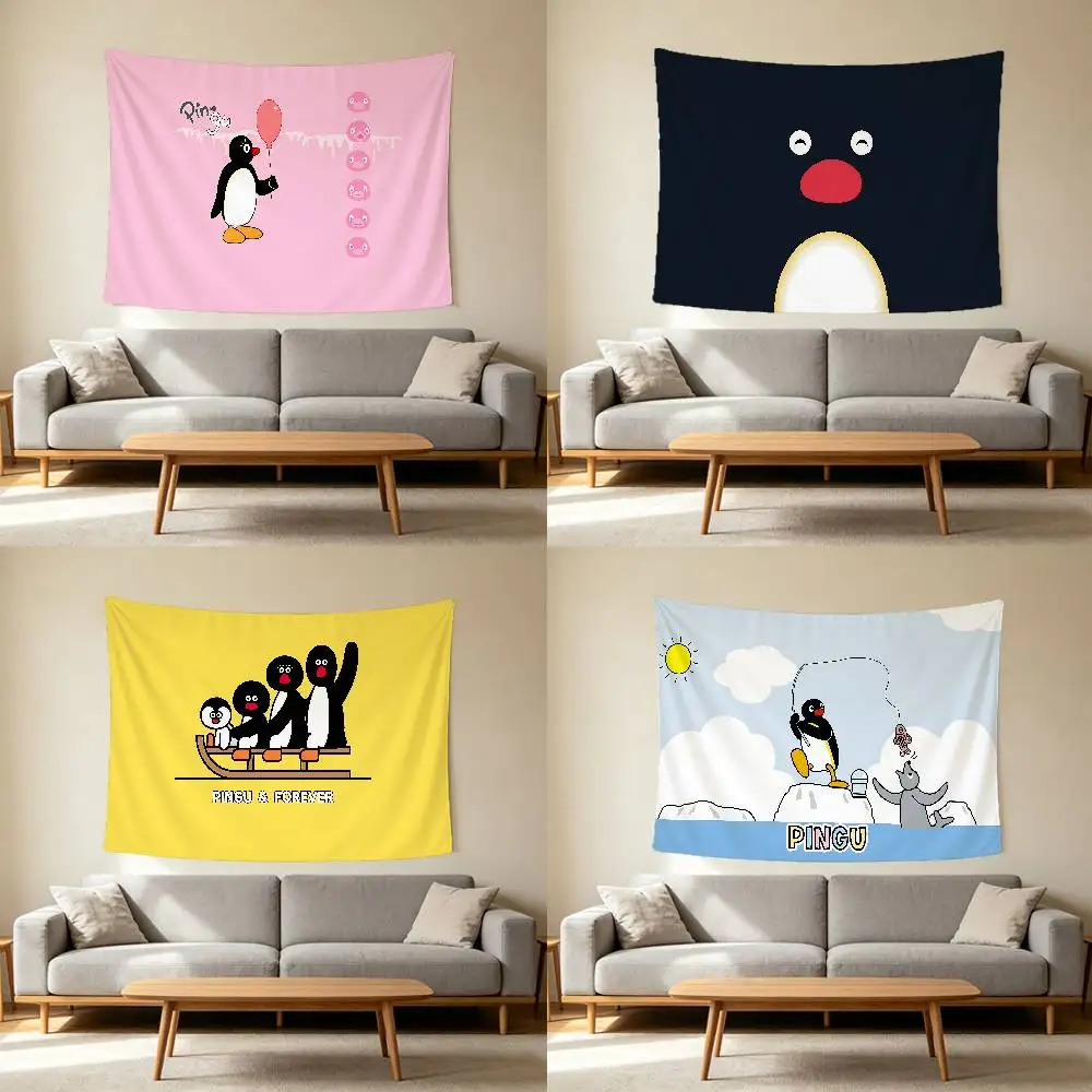 Funny Cute P-Pingu Wall Hanging Tapestry Wall Hanging Psychedelic Hippie Tapestry Bedroom Decoration