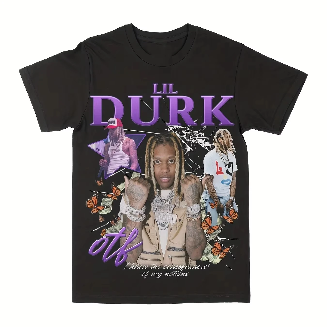 

Lil Durk OTF Comfortable Men's Fashion Crew Neck Short Sleeve T-Shirt Casual Versatile Fashion Crew Neck Short Sleeve Summer New