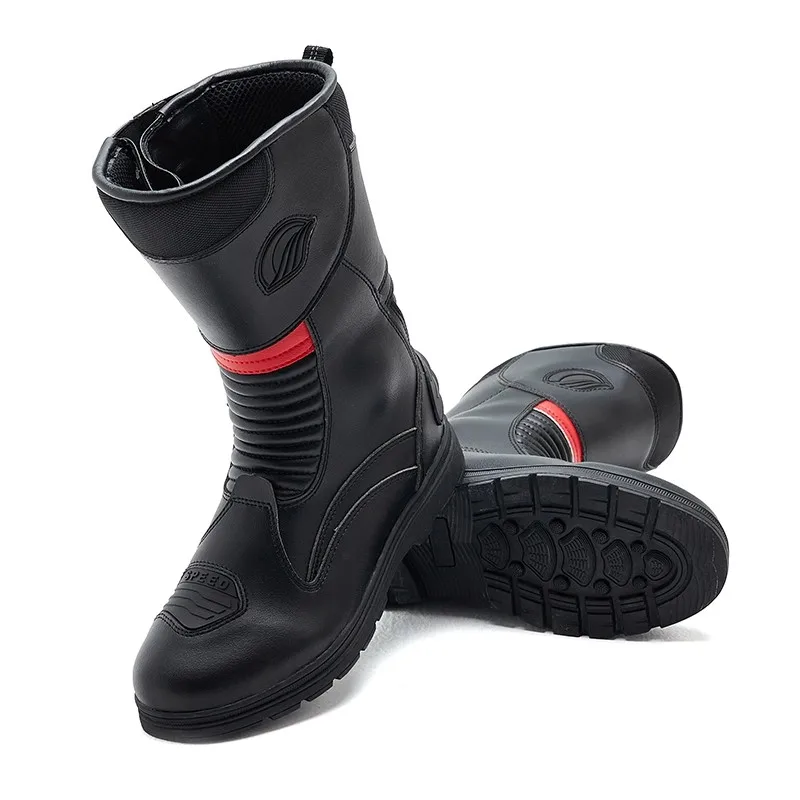 

Anti-Slip Road Racing Motorcycle Boots with High Traction Rubber Outsoles Long Moto Shoes for Men Women Safety Riding Gear B1006