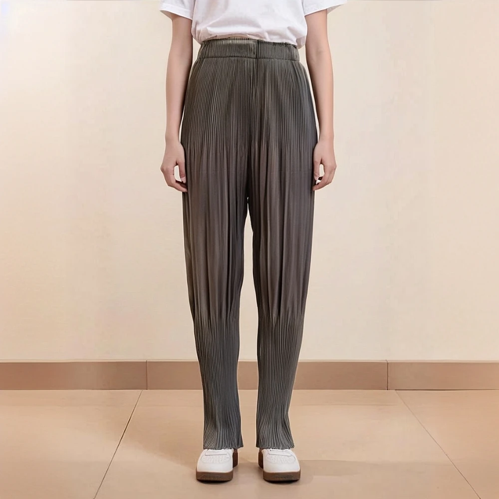 

Miyake Pleats Simple Solid Color Pleated Pants Women's Casual Loose Casual Peplum Fashion Pleats Harlequin Pants Lantern Pants