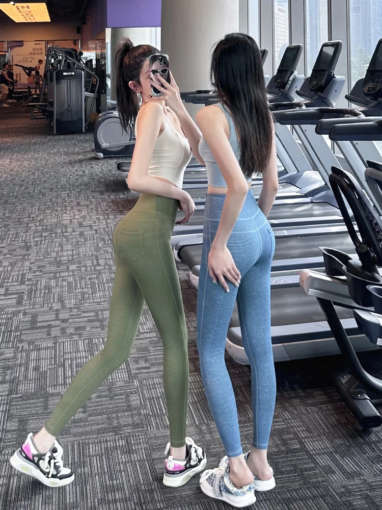 

High Waist Yoga Pants Women's Tight Fitn Running Jeans Pattern Qui Dry Autumn Winter New Sle Outerwear Pants