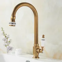 Kitchen Faucet Single Cold Water Antique Brass Balcony Sink Faucet Vanity 360°Swivel Rotate Spout Cozinha Water Tap