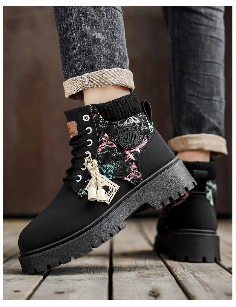 Herrenstiefel, klassische Alltagsschuhe für alle Jahreszeiten, mit breiter Zehenpartie, weiche Sohle, rutschfest, atmungsaktiv, vielseitig einsetzbar, hoher Schaft, bequeme Outdoor-Arbeitsstiefel. – Detail 15