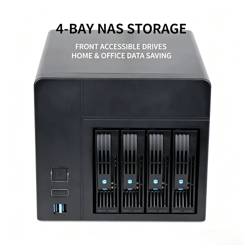 Factory direct sales 4-disk Nas home office DIY hot-swappable IPFS server mini itx chassis small 1U power supply