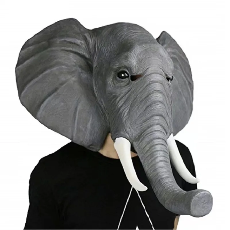 Elephant Head Mask Animal Mask Funny Halloween Head Mask Costume Cosplay Party Latex Mask Adult Prom Dress Up - Image 2