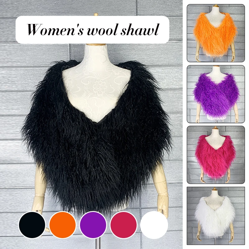 Fur Faux Winter Bolero Women Shaggy Faux Fur Coat Bridal Shawl Wedding Cape Cloaks Coat Jacket For Evening Party Faux Fur Cape