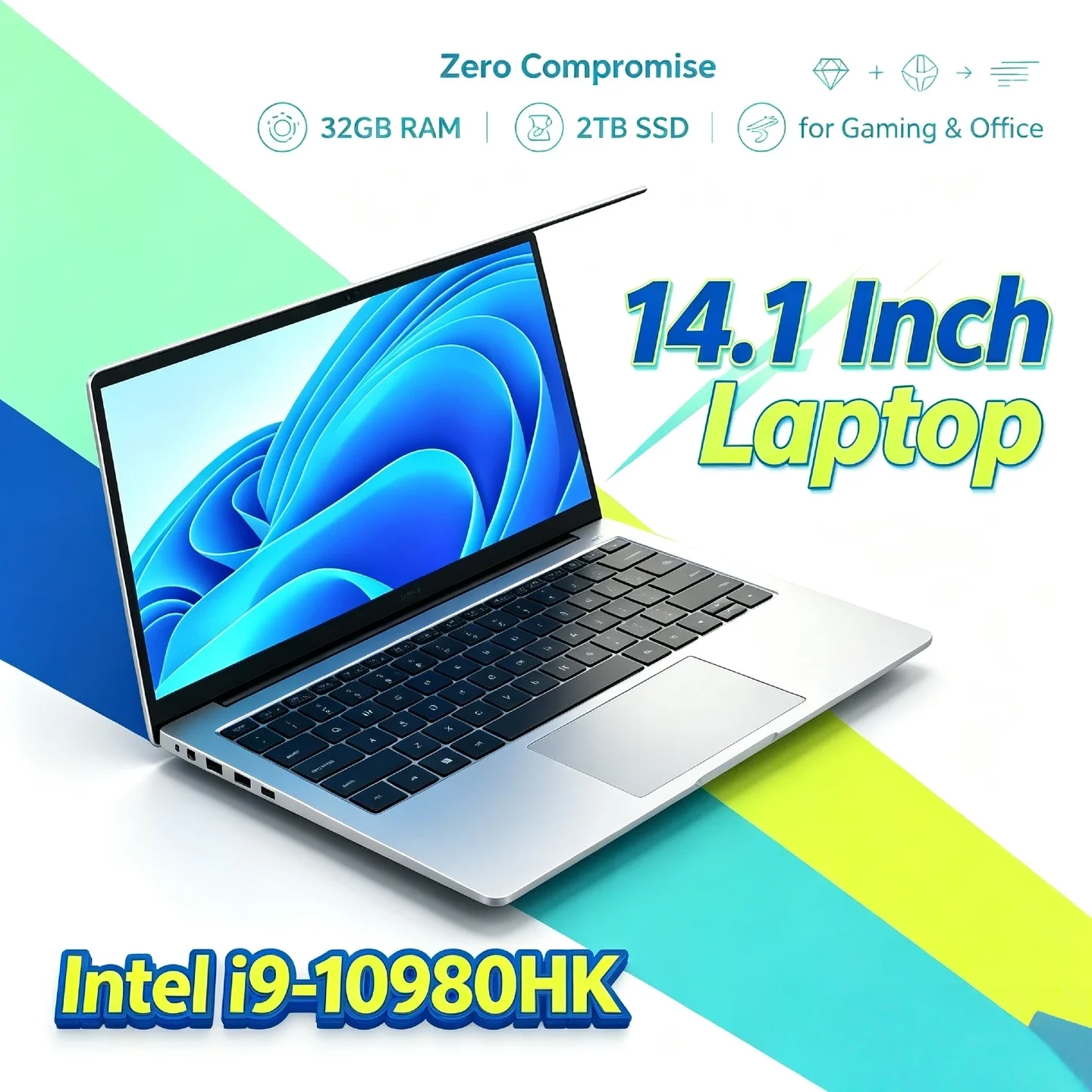 Fast New Core i9 10980HK Intel 14.1 Inch Pro Laptop 8C 16T 2.4 5.3GHz 16MB 45W 32GB RAM 2TB M.2 SSD Gaming Notebook Office