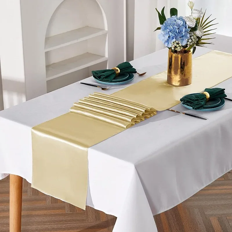 Satin Table Runner 30cm X 275cm Wedding Party Supply Christmas Home Modern Coffee Dining Luxury Table Decoration 12