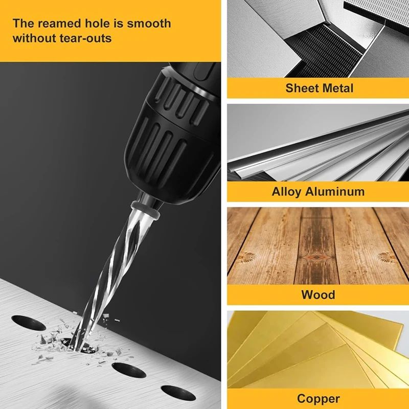 HSS Bridge Construction Reamer Set,3/8In 1/2In 5/8In 3/4In 1In Taper Bridge Reamer Drill Bit For Steel Metal Wood