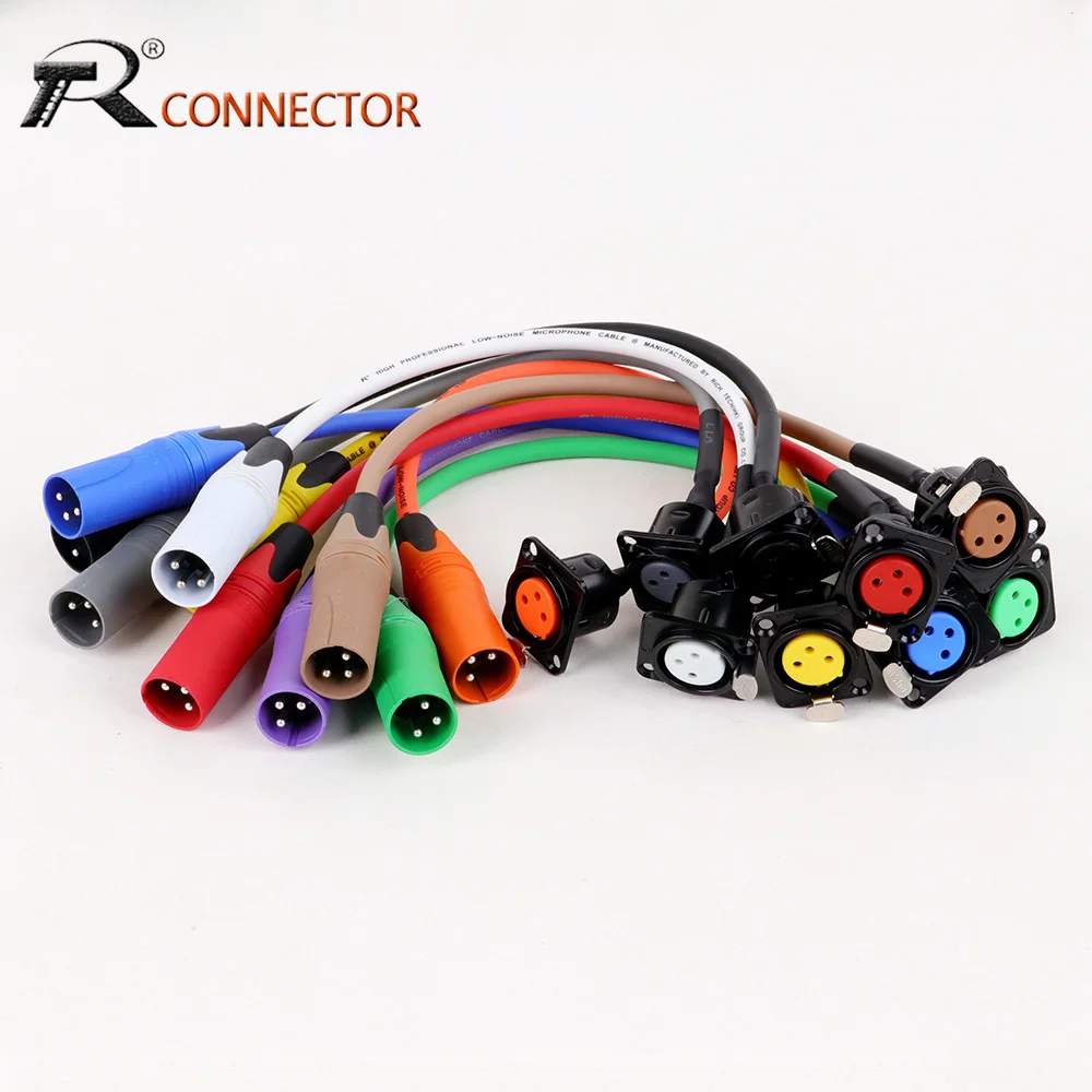 10pcs D-Type 3Pins XLR Female Panel Mount to XLR Male Connector Pass Through Adapter Cable,3Pin Mic XLR Feed/Pass Thru Converter