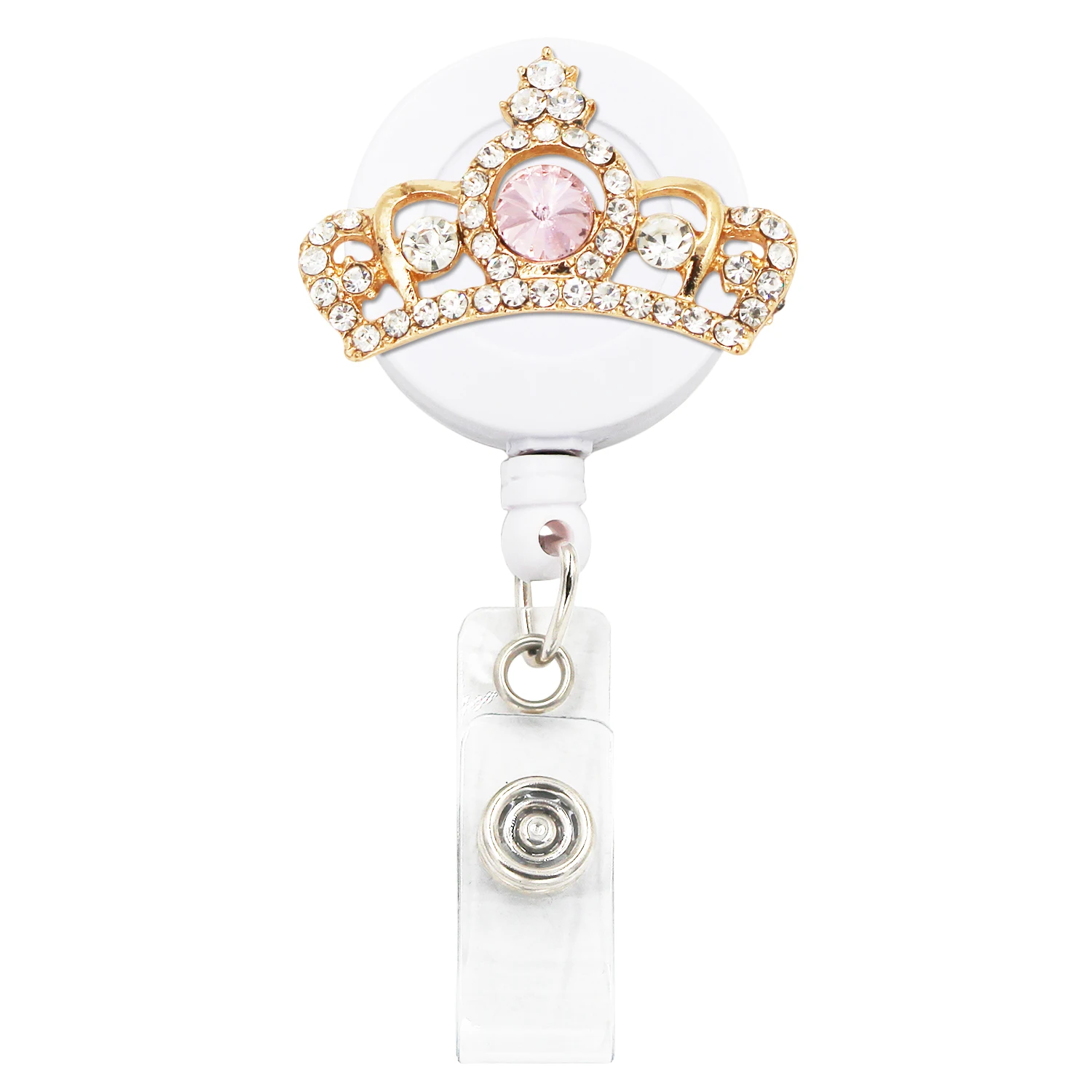 Retractable Badge Reel Holder for Nurse Retractable Cord Crystal ID Badge Holder with Belt Clip