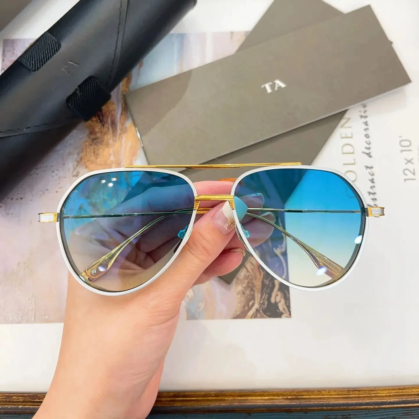 

New Arrival LUXURYDITA SUBSYSTEM SUBSYSTEM-TWO DTS141 Polarized Men Eyewear Luxury Top Quality Oval Alloy Frame Women Sunglasses