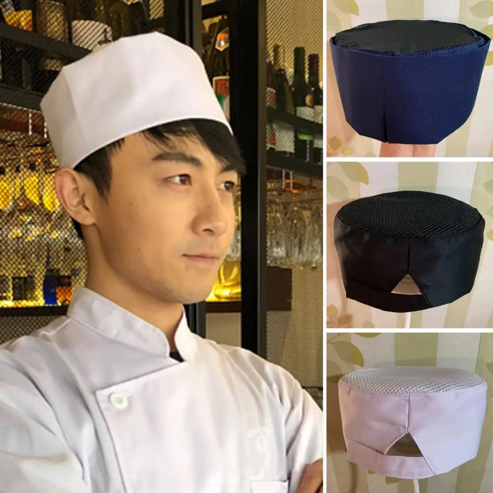 

Breathable Sushi Cap Restaurant Women's Chef Hat Mesh Flat Dome Adjustable Chef Hat Japanese Korean Food Waiter Working Hat Caps