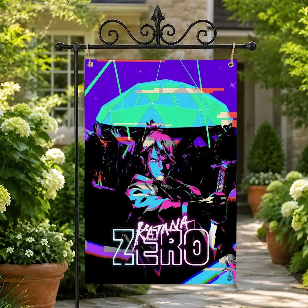 Anime K-Katana ZERO Flags Vertical Flag For Garden Party Living Room Home Wall Decor Bedroom Outdoor