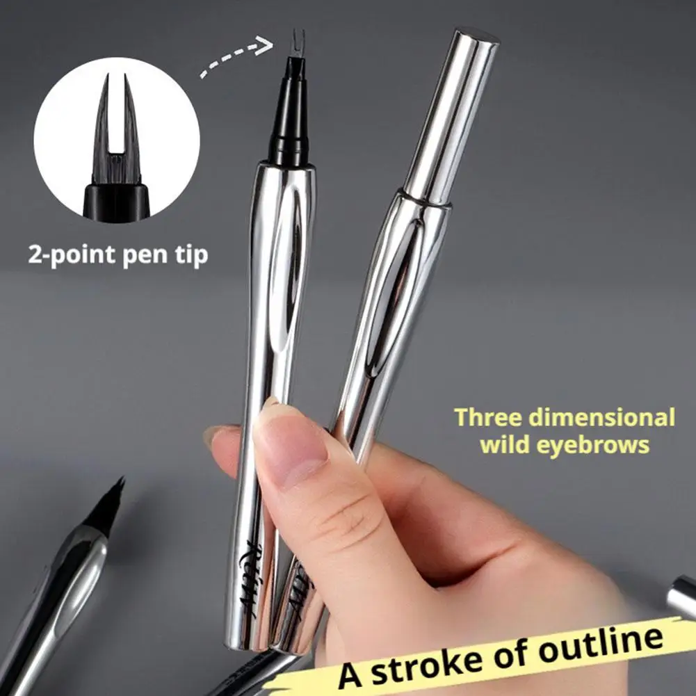 Stylo à sourcils à deux dents, crayon à sourcils étanche à deux dents pour femmes, traits naturels longue durée, maquillage pour les yeux à porter toute la journée