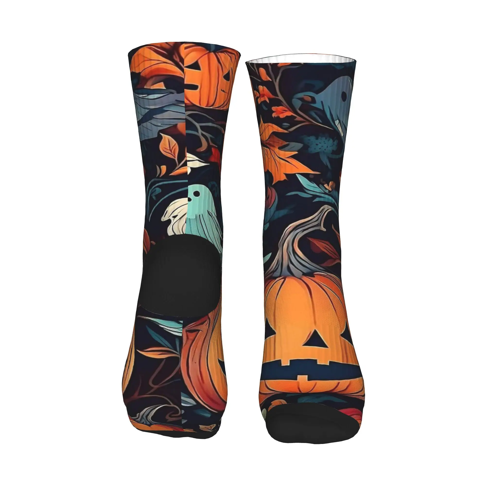 Happy Halloween Pumpkin And Cute Ghost Stockings  Design Trendy Socks Autumn Anti Skid Socks Men's Climbing Soft Socks