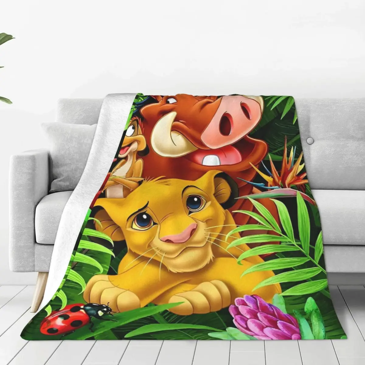 Lion King Simba Cartoon Blanket Velvet Textile Decor Pumbaa Nala Multifunction Soft Throw Blankets for Bedding Office Bedspread