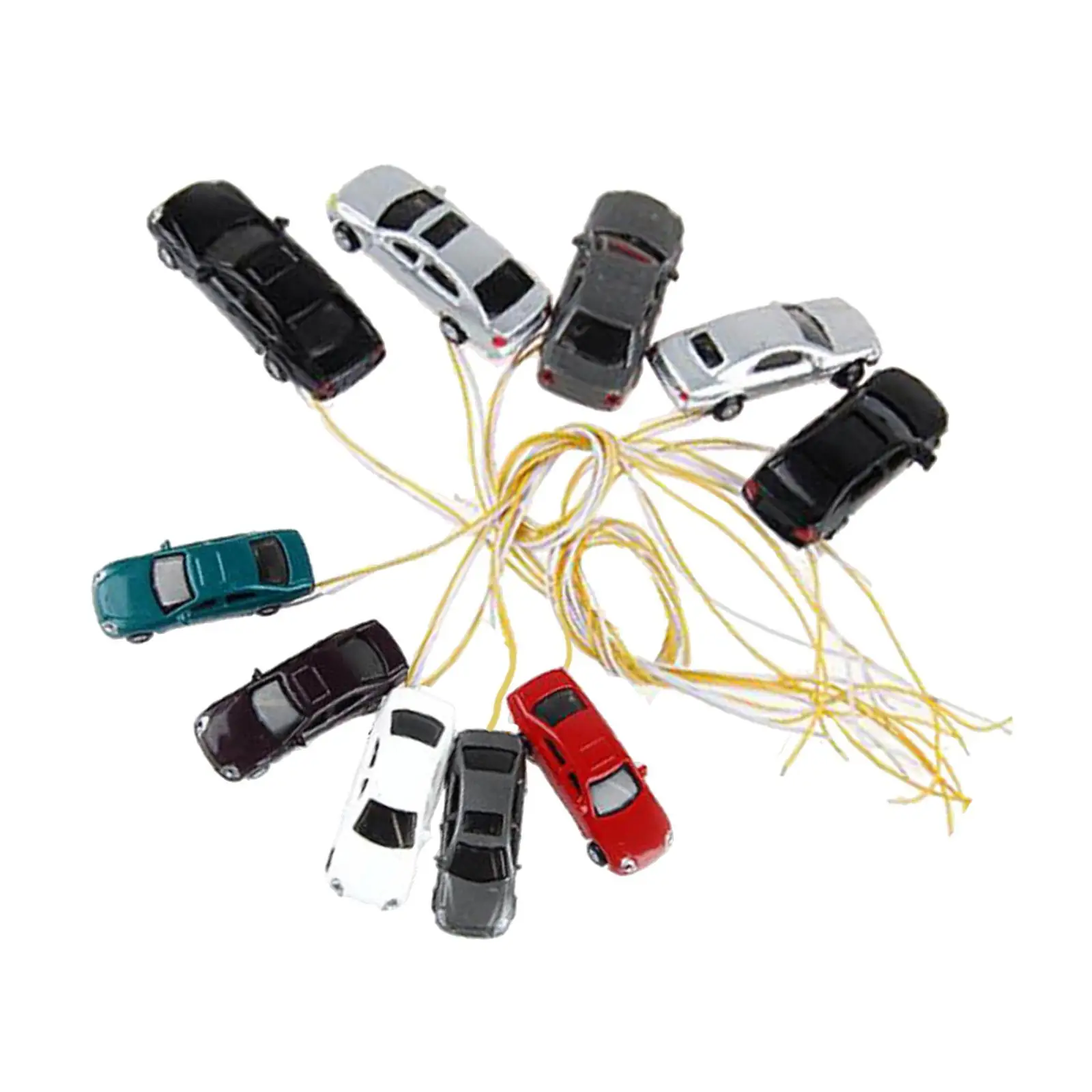 10x HO Scale Model Car Easter Fillers Street with LED for 1/150 1/100 Decor