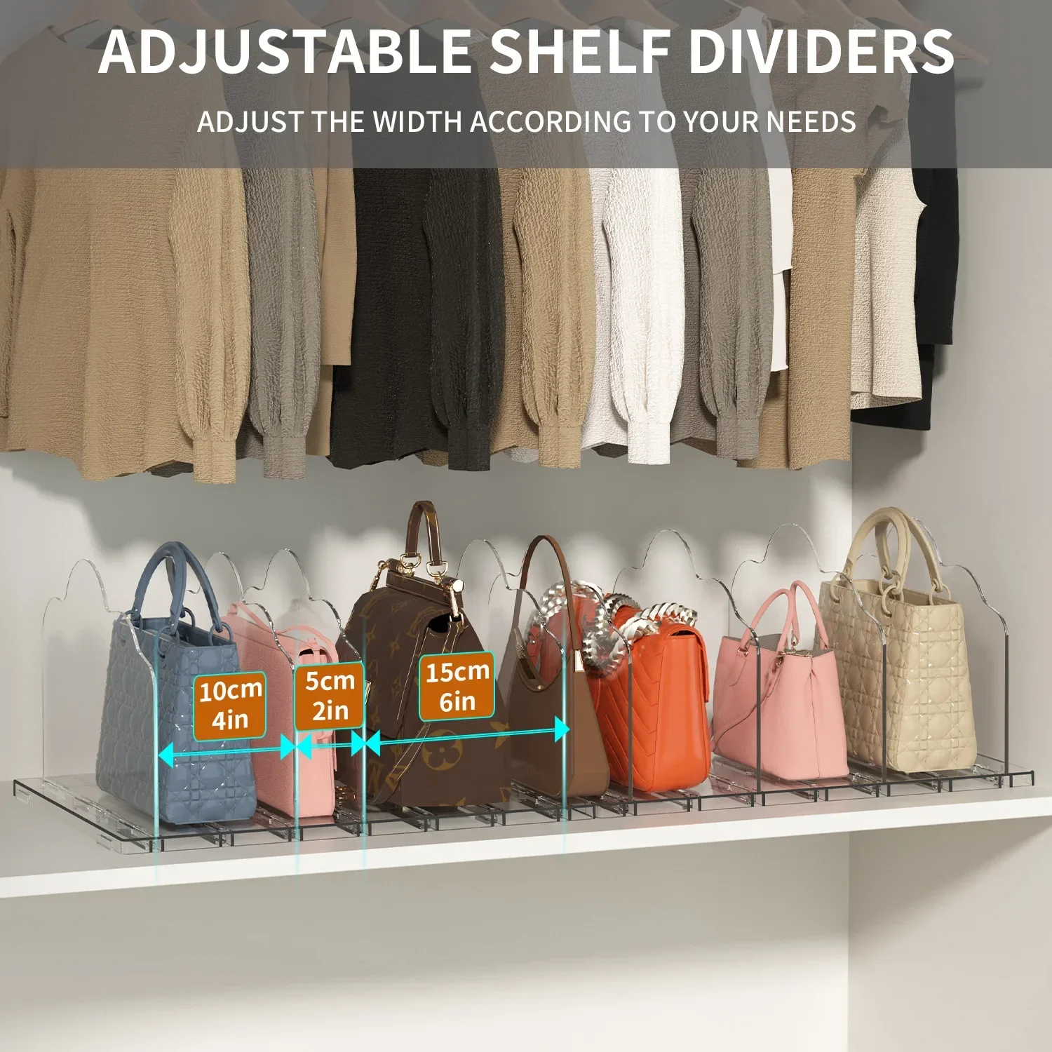 

Adjustable Household Partition Board Shelves with Clamps for Classification Organization Compartments Storage Solution for Home