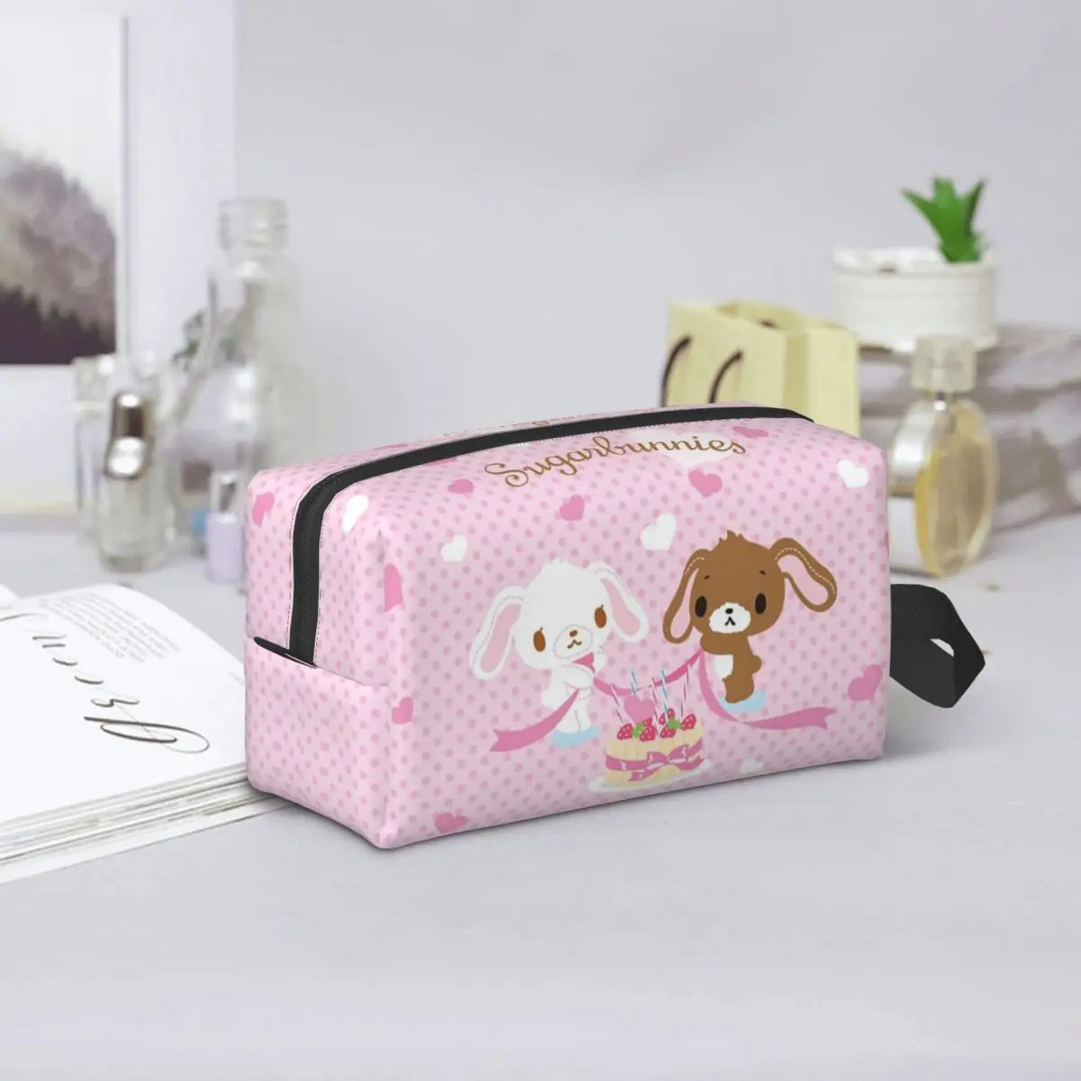 حقيبة مستحضرات التجميل النسائية من Sugarbunnies، حقيبة تنظيم المكياج للسفر، حقيبة تخزين أدوات الزينة، مقلمة