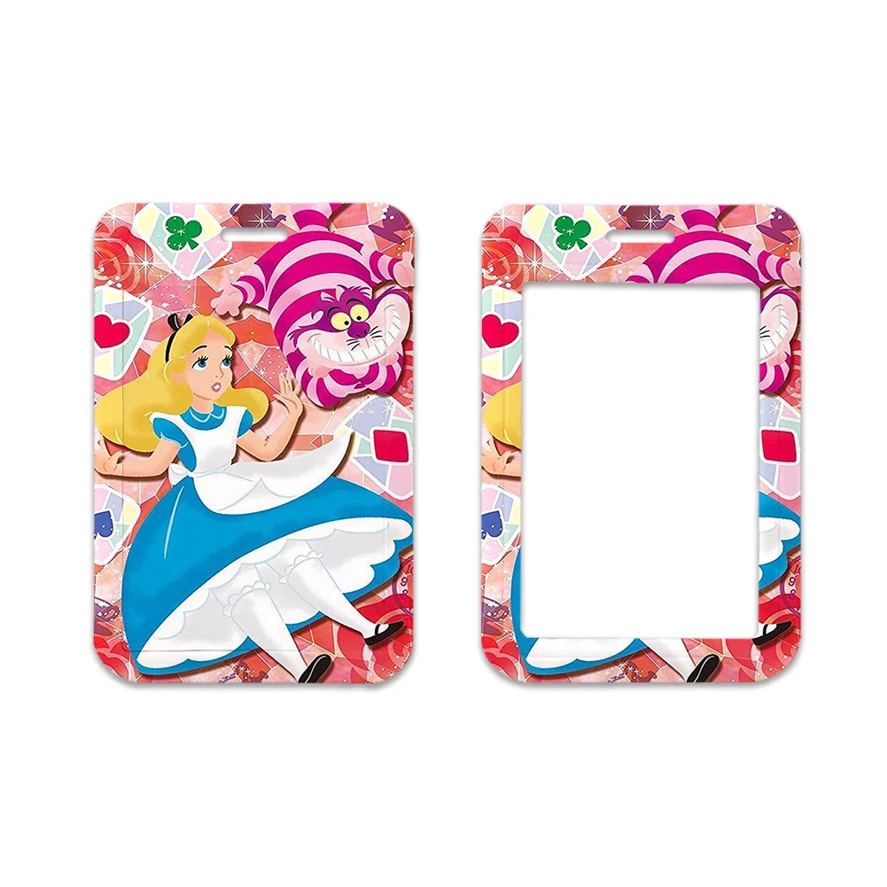 Disney Princess ID Badge Holder Lanyard Credit Card Holders Disney Alice With Cute Keychain Neck Strap Name Card Case