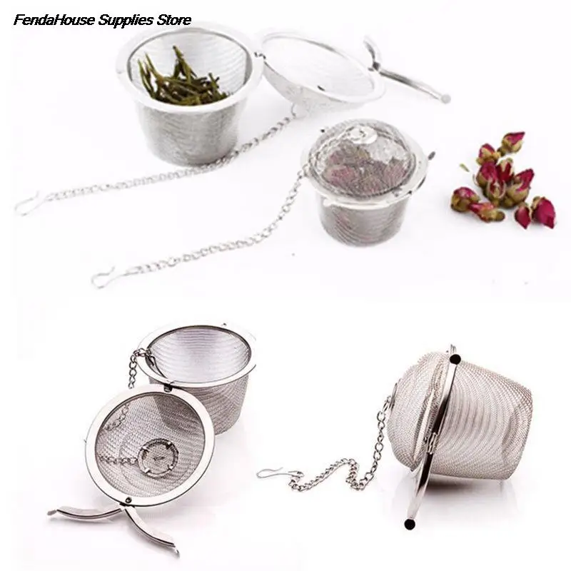 45/65/85/110mm Silver Reusable Stainless Mesh Herbal Ball Tea Spice Strainer Teakettle Locking Tea Filter Infuser Spic