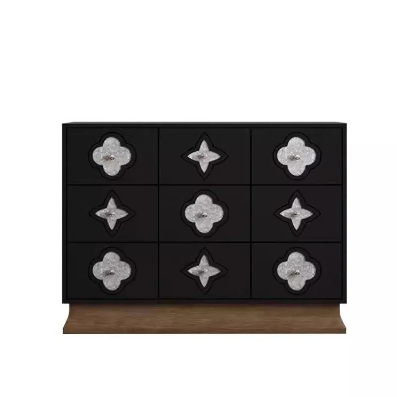 French nine chest storage solid wood shell chest modern simple living room bedroom four-leaf clover Internet celebrity chest