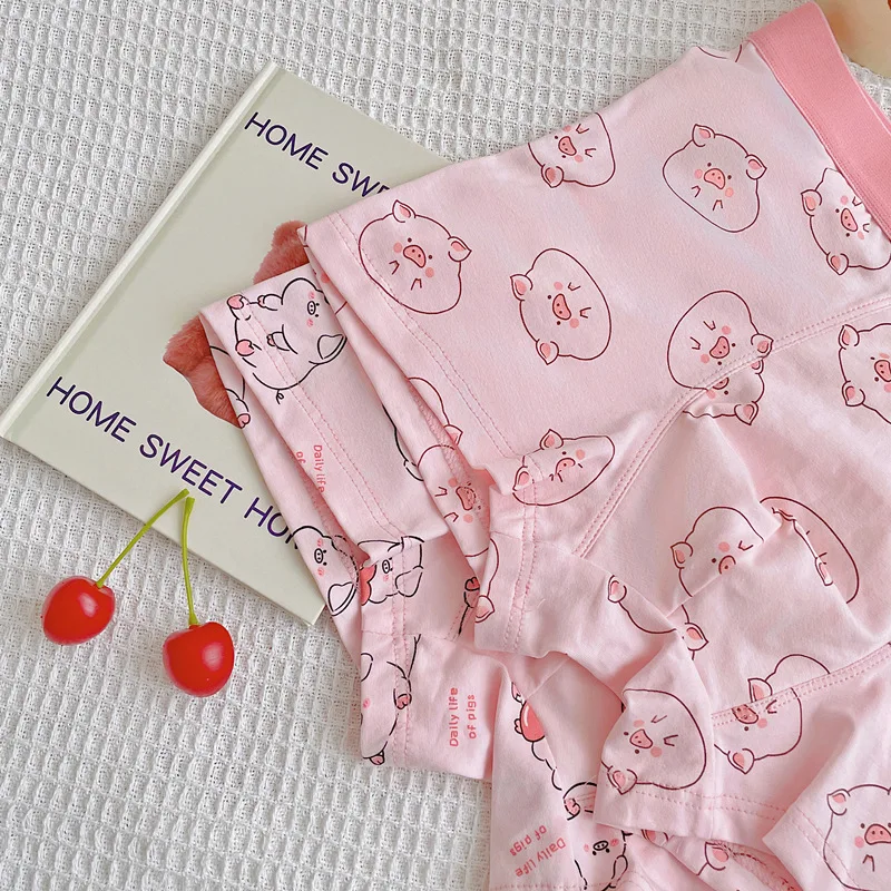 Boxers respirants en coton pour hommes et femmes, sous-vêtements mignons, joli overrose, sweety, dessin animé, personnalité de la mode, élasticité,