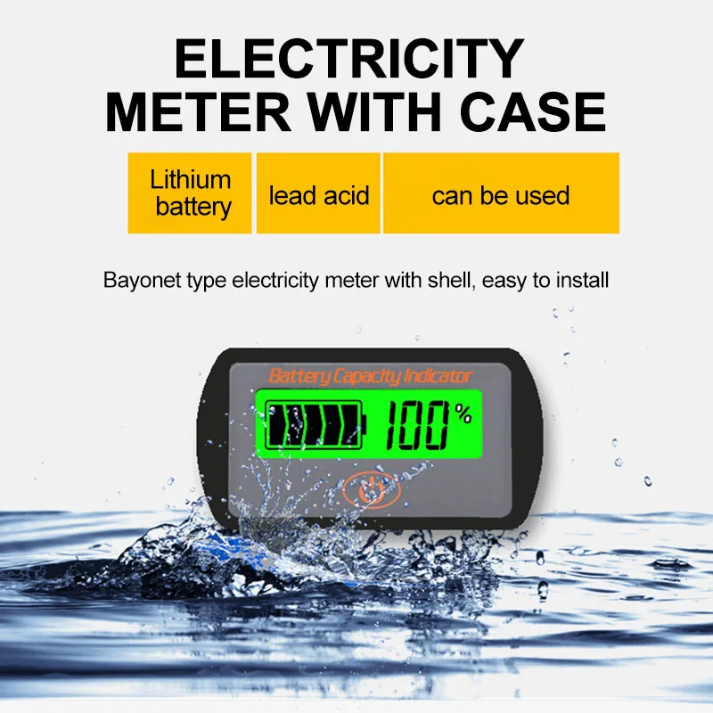 Verificador de tensão do voltímetro da bateria de lítio acidificada ao chumbo do carro do lcd ajustável do indicador 12v/24v da capacidade da bateria da tensão do toque-tipo