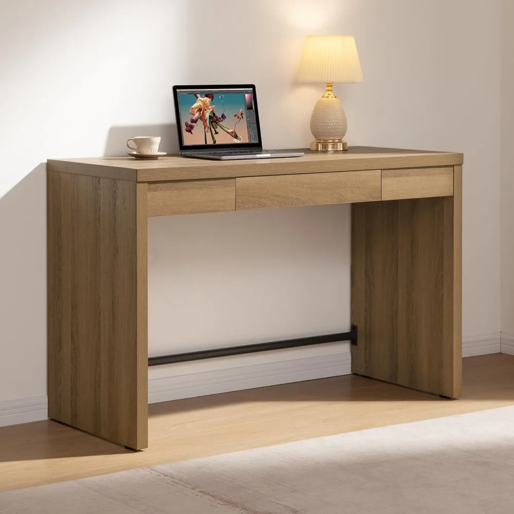 

Computer desk, writing desk -47 inch home office administrative desk with drawers, farmhouse study desk with storage space