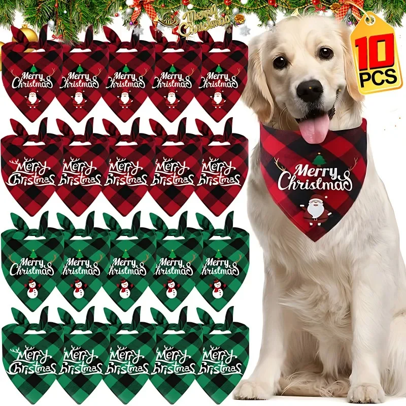 10/5/2/1PCS Pet Triangle Scarf For Large Dog Christmas Party Dog Bandanas Dog Drool Bib Pet Grooming Accessories Pet Supplies